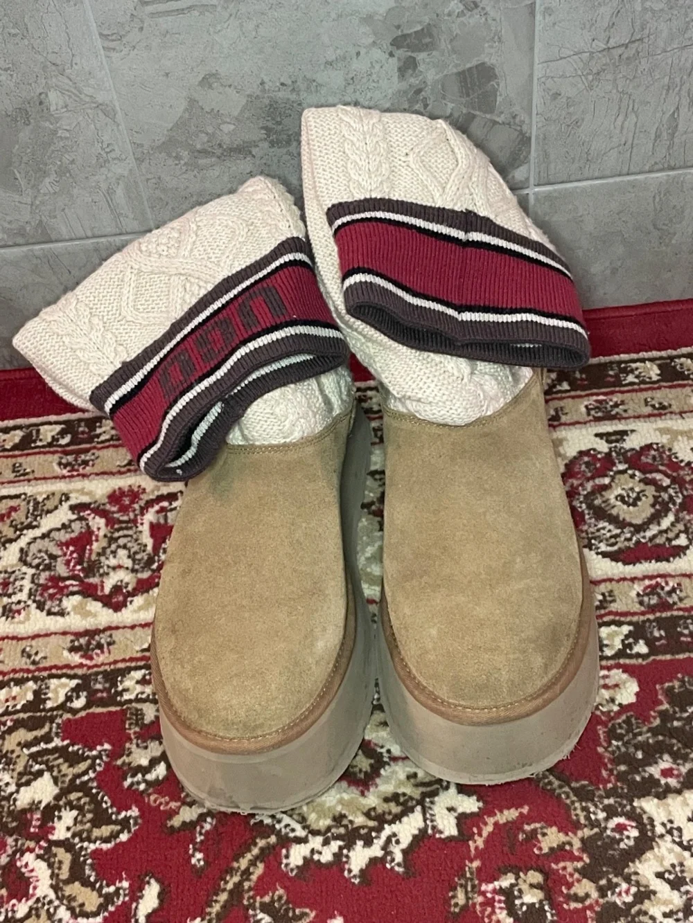 UGG Platform Cable Knit Boots